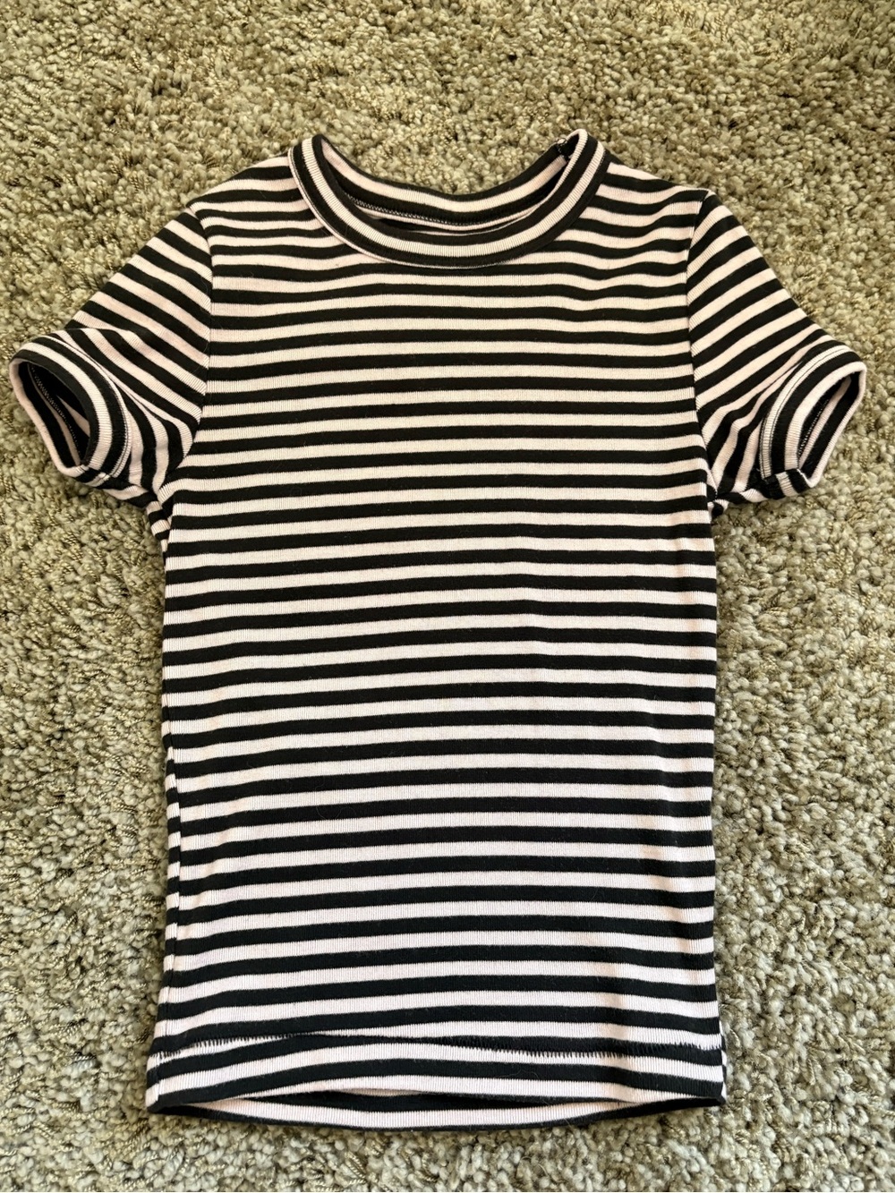 Urban Outfitters BDG Black and White ( Light Pink ) Striped Short Sleeve Tee